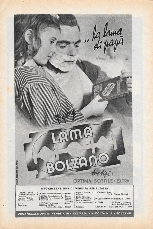 Italstrade / Lama Bolzano. Advertising 1947, fronte retro