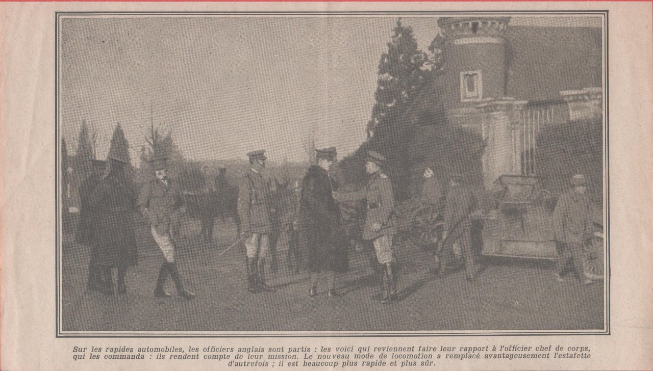 IWW. Sur le radipes automobiles les officiers anglais sont... 1915