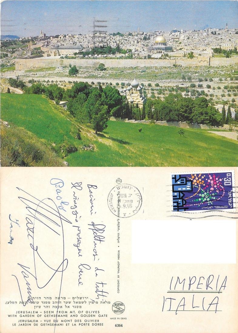 Jerusalem. Seen from mt. of Olives. viaggiata 1956
