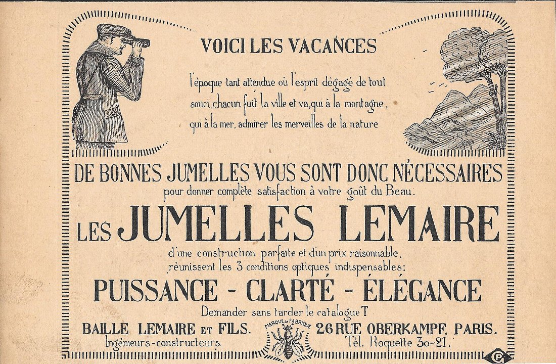 Jumelles Lemaire - Advertising 1920