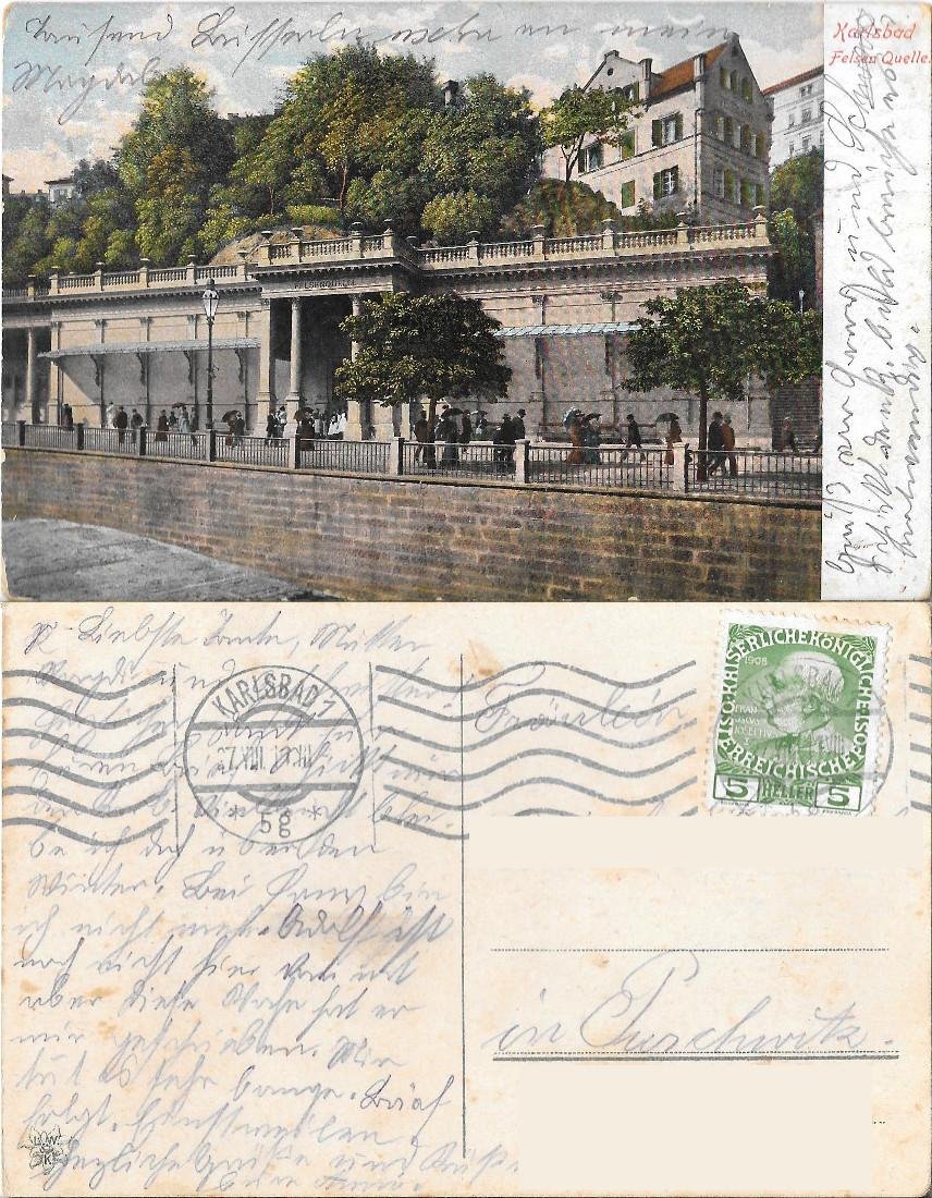 Karlsbad, Felsen Quelle. Viaggiata 1911