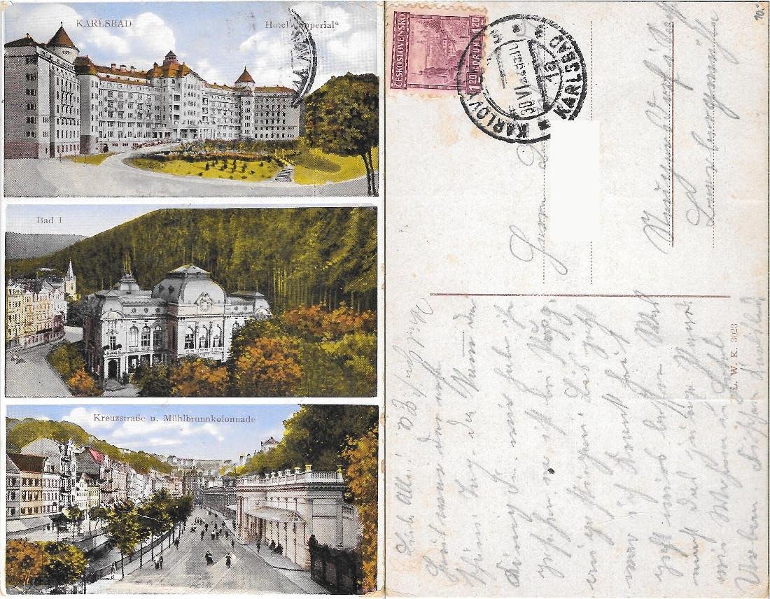 Karlsbad. Hotel Imperial, Bad I, Kreuzstrasse. Viaggiata 1929