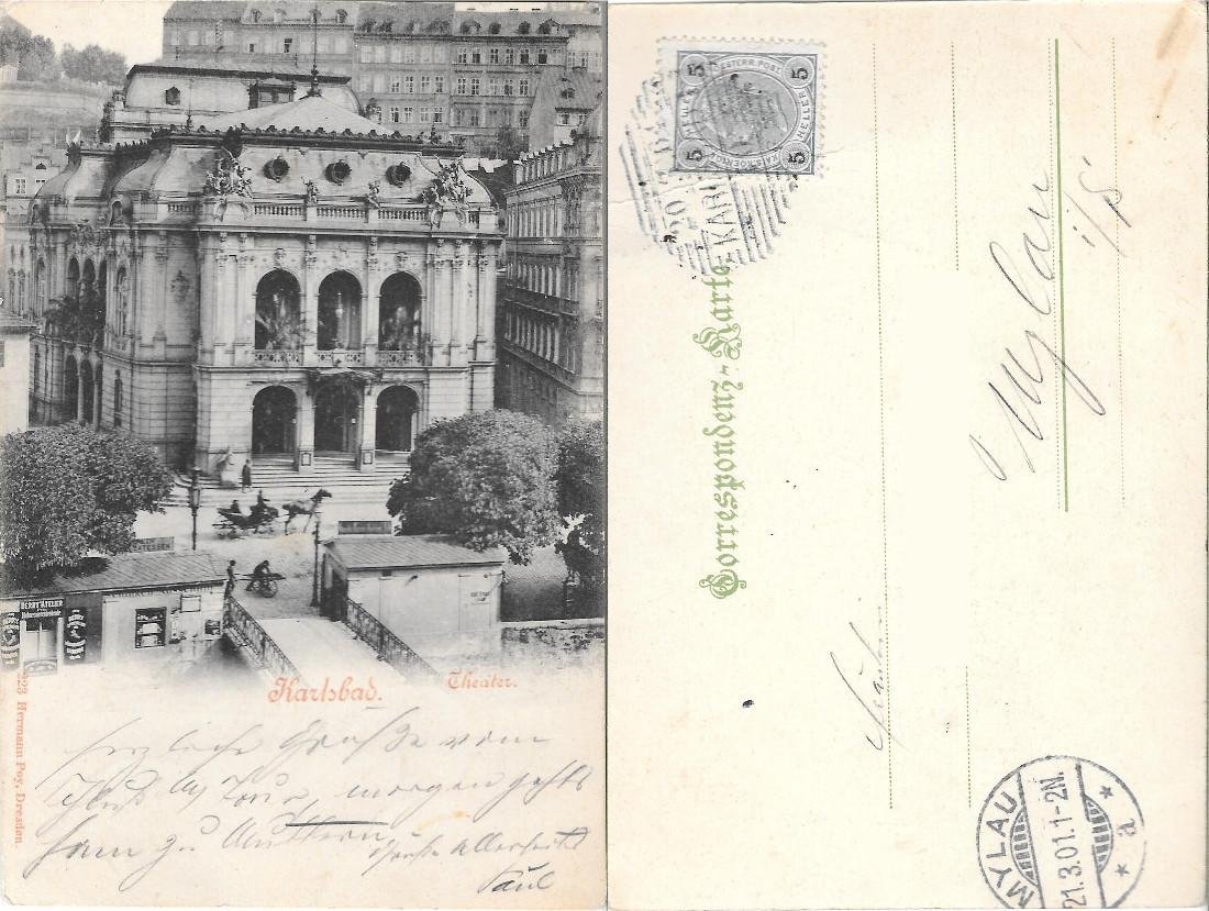 Karlsbad, Theater. Viaggiata 1901