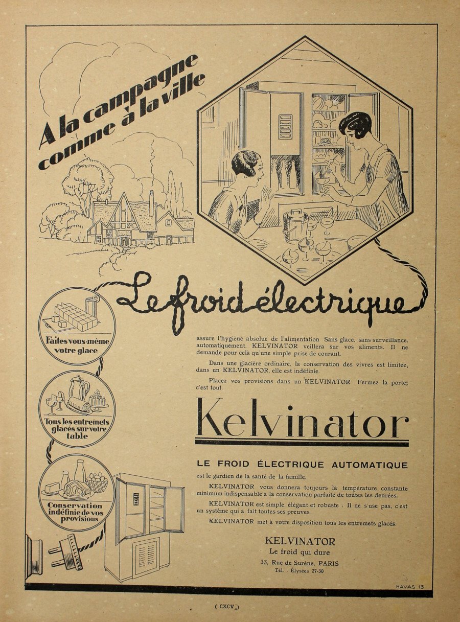 Kelvinator. Le froid electrique. Advertising 1927