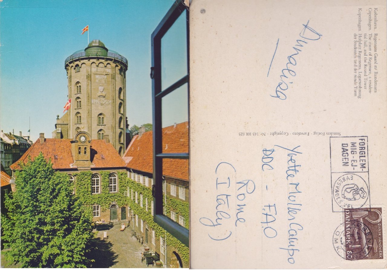 Kobenhavn (Copenaghen). Regens Gaard m/Rundetaar. Viaggiata