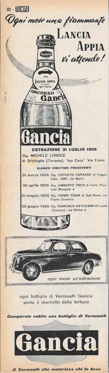 Kodak Kodachrome / Concorso Gancia Lancia Appia - Advertising 1956