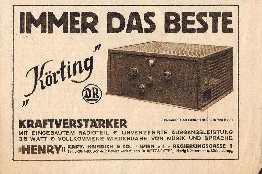 Korting. Immer das Beste . Advertising 1931