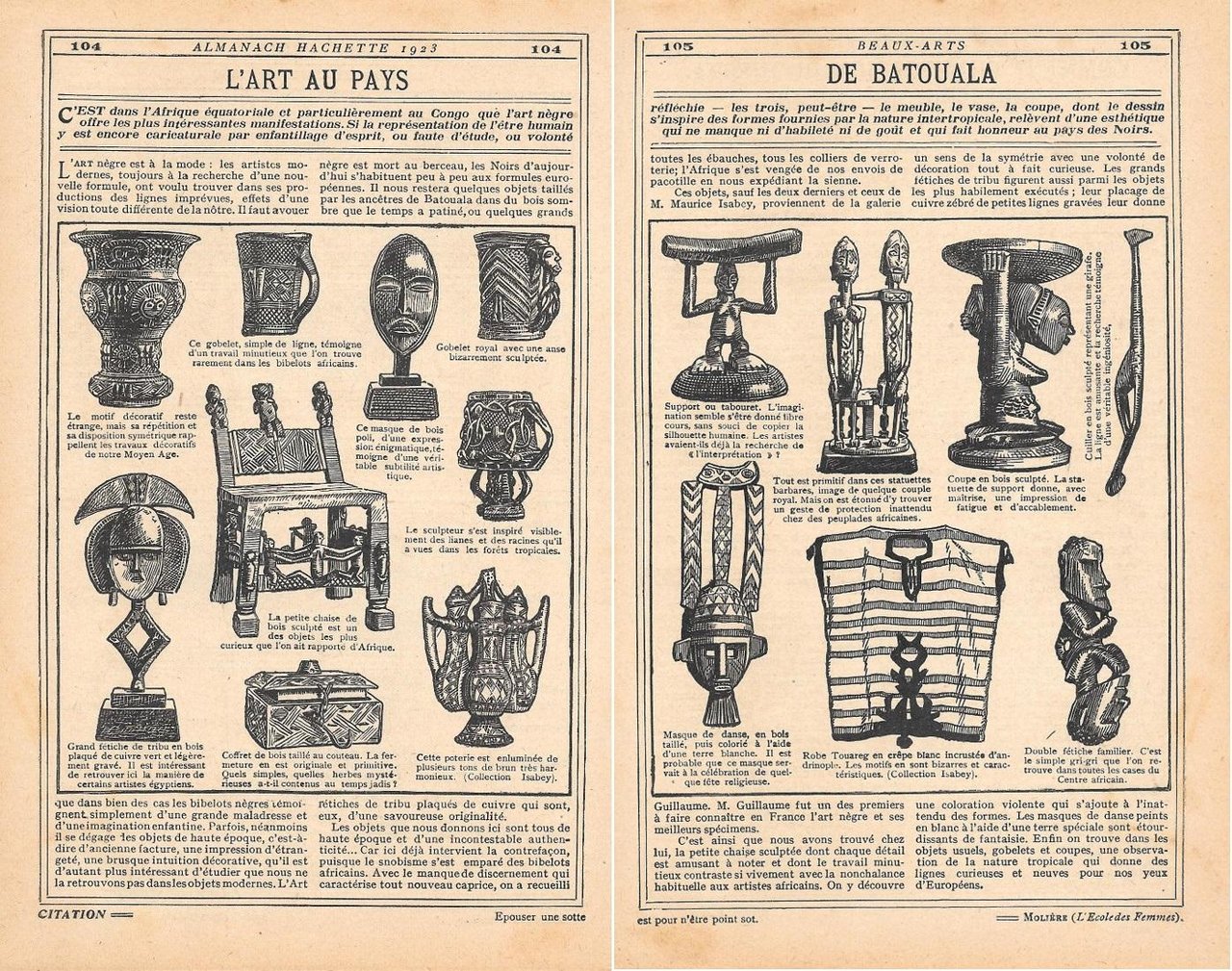 L'art au pays de Batoula. Stampa 1923, doppia pagina