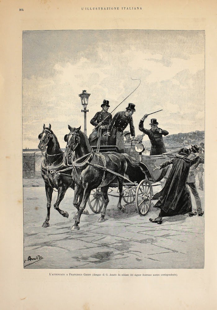 L'attentato a Francesco Crispi. Stampa 1889