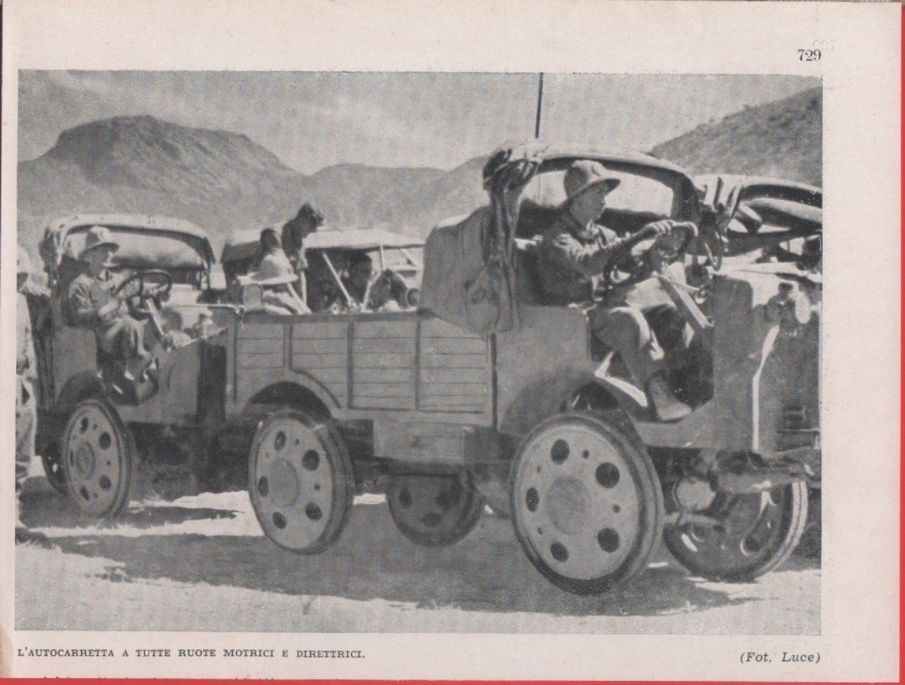 L'autocaretta a tutte ruote motrici e direttrici . Immagine 1937