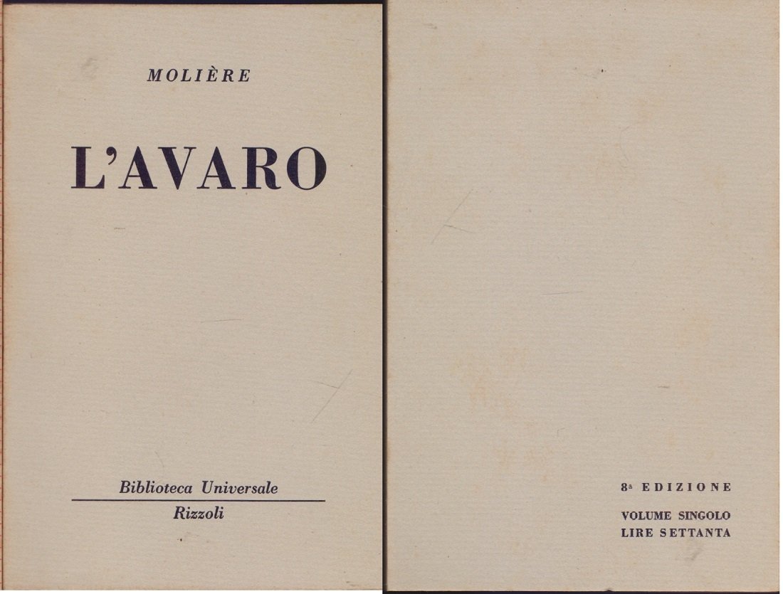 L'avaro ( 239 B.U.R.) - Moliere