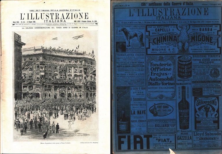 L'Illustrazione Italiana. N. 22 , 2 giugno 1918. Anno XLV