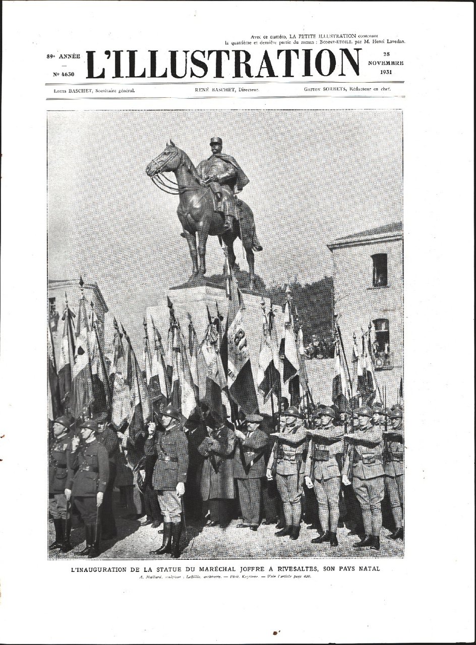 L'inauguration de la statue du Marechal Joffre a Rivesaltes. Immagine …