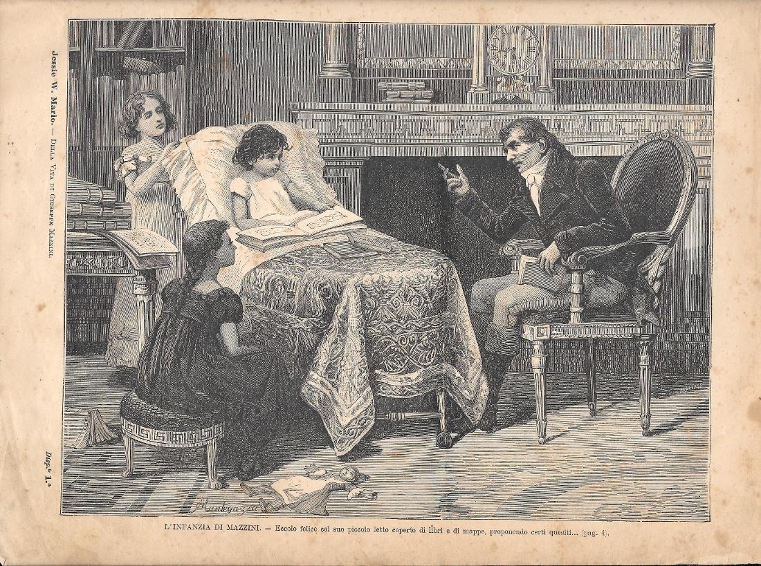 L'infanzia di Mazzini. Eccolo felice nel suo piccolo letto.... Stampa …