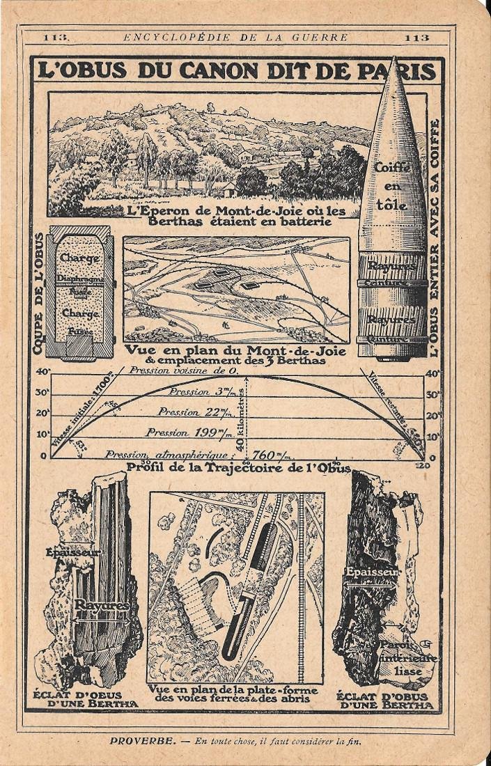 L'obus du canon dit de Paris. Stampa 1919