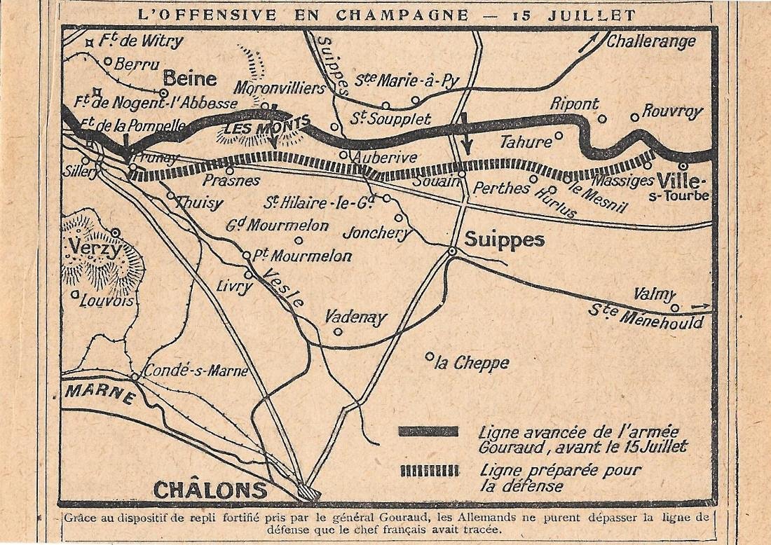 L'offensive en Champagne. 15 julliet 1918. Stampa 1919