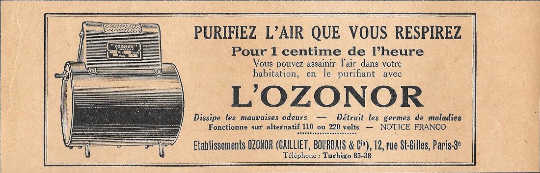 L'Ozonor purifiez l'air que vous respirez - Advertising 1928