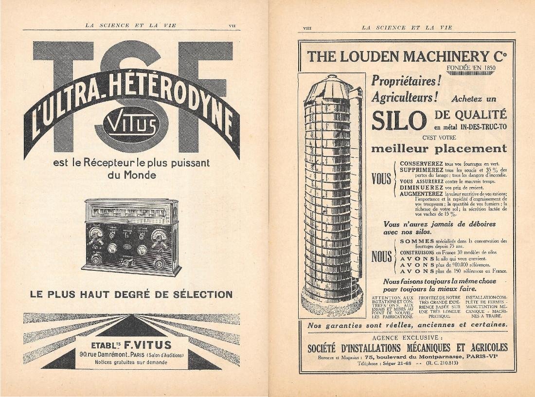 L'Ultra-Heterodybe Vitus / Silo The Louden Machinery. Pubblicità 1926 fronte …