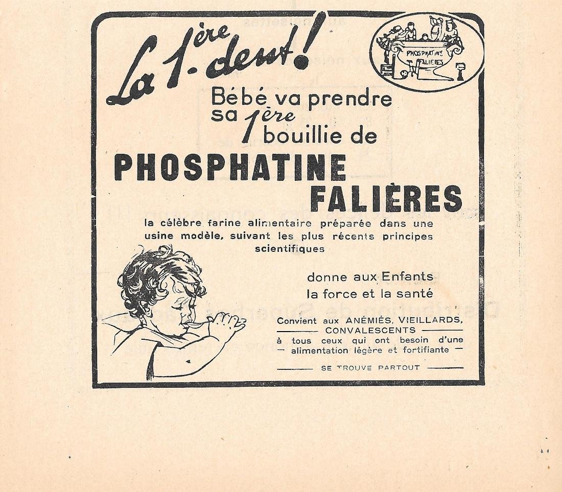 La 1er dent! Phosphatine Falières. Pubblicita 1932