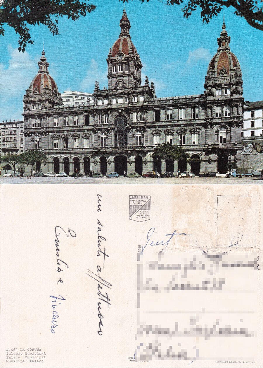 La Coruna. Palacio Municipal. Viaggiata