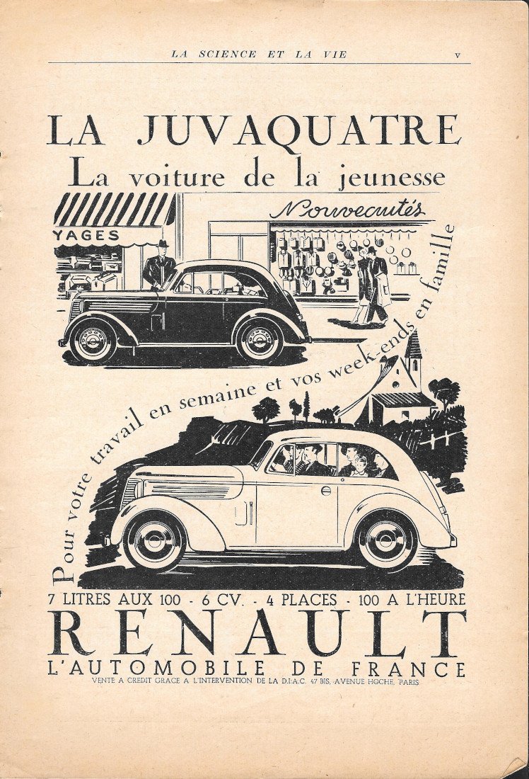 La Juvaquatre Renault - Advertising 1939