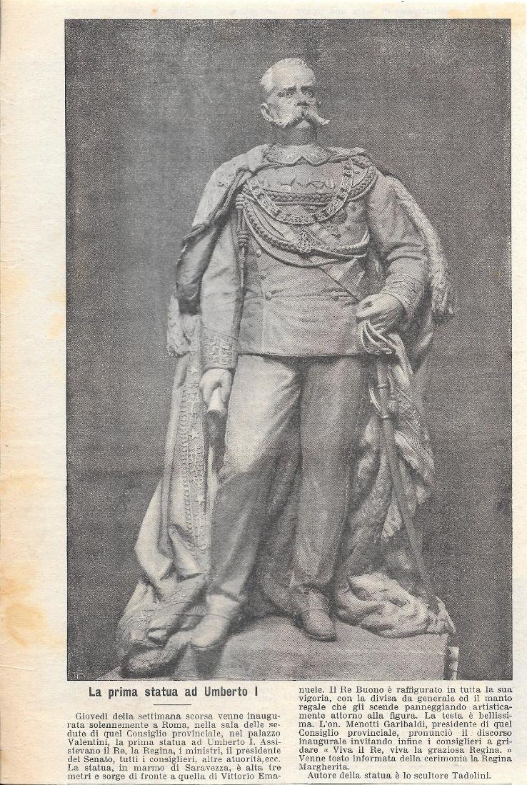 La prima statua ad Umberto I. Stampa 1903