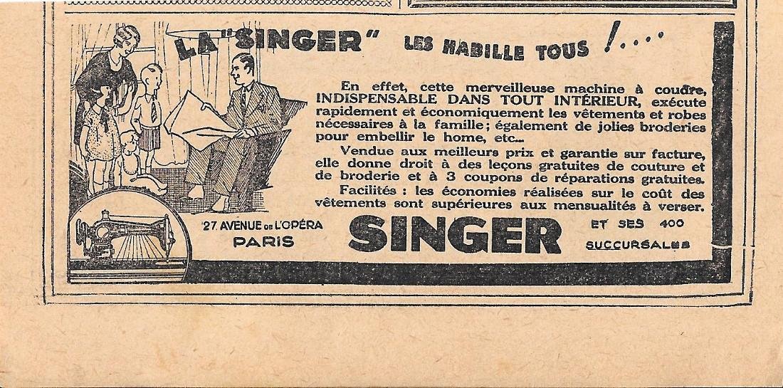 La Singer les habille tous!.... Pubblicita 1930