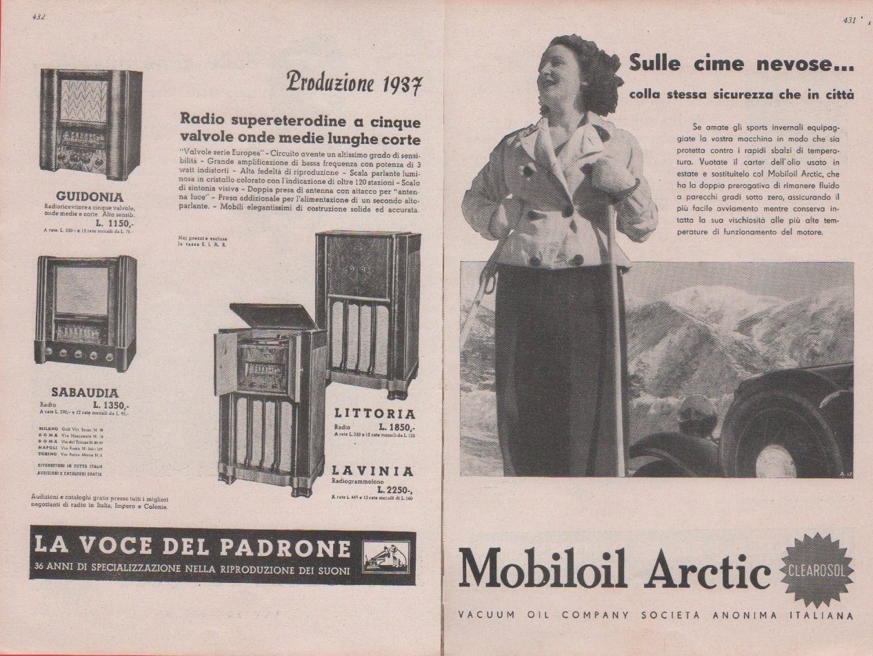 La Voce del padrone / Mobiloil Arctic. Advertising 1937