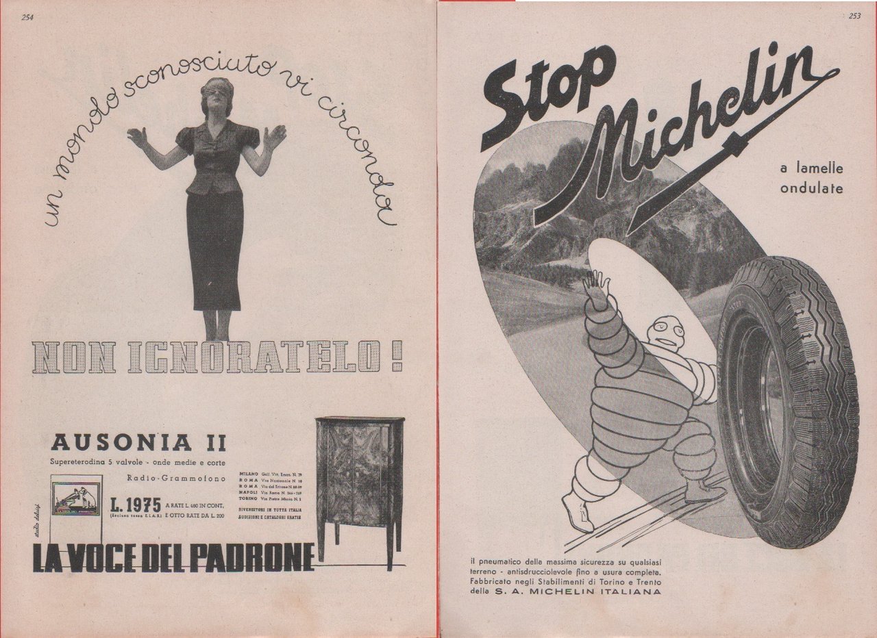 La voce del padrone / Stop Michelin. Advertising 1937