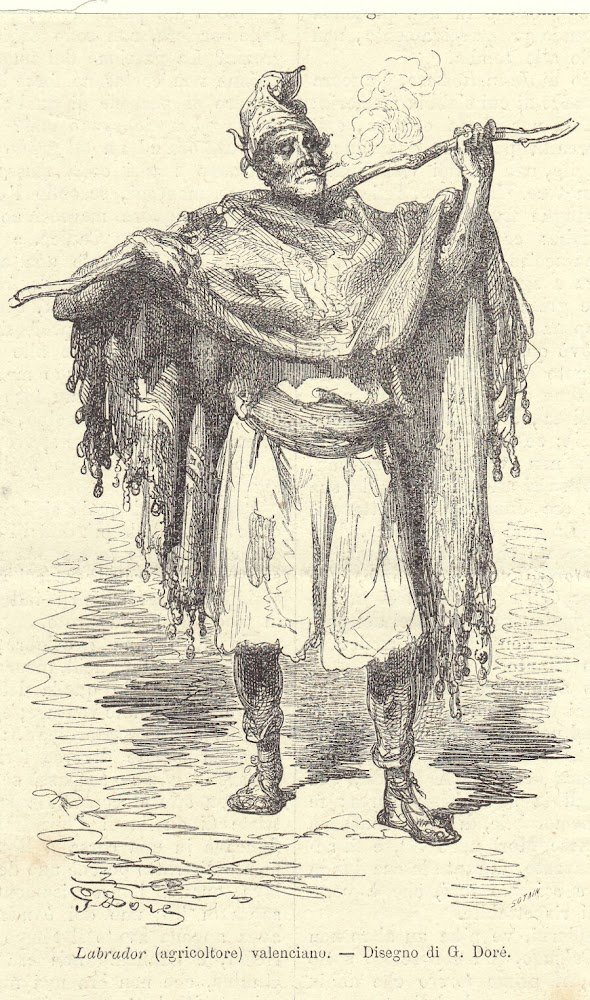 Labrador (agricoltore) valenciano (Spagna). Illustrazione 1864, ill. G. Doré