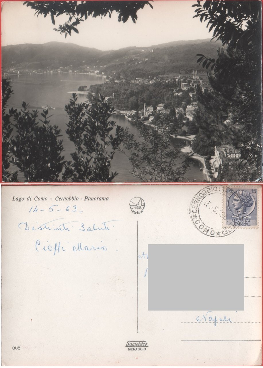 Lago di Como. Cernobbio (CO). Viaggiata 1963