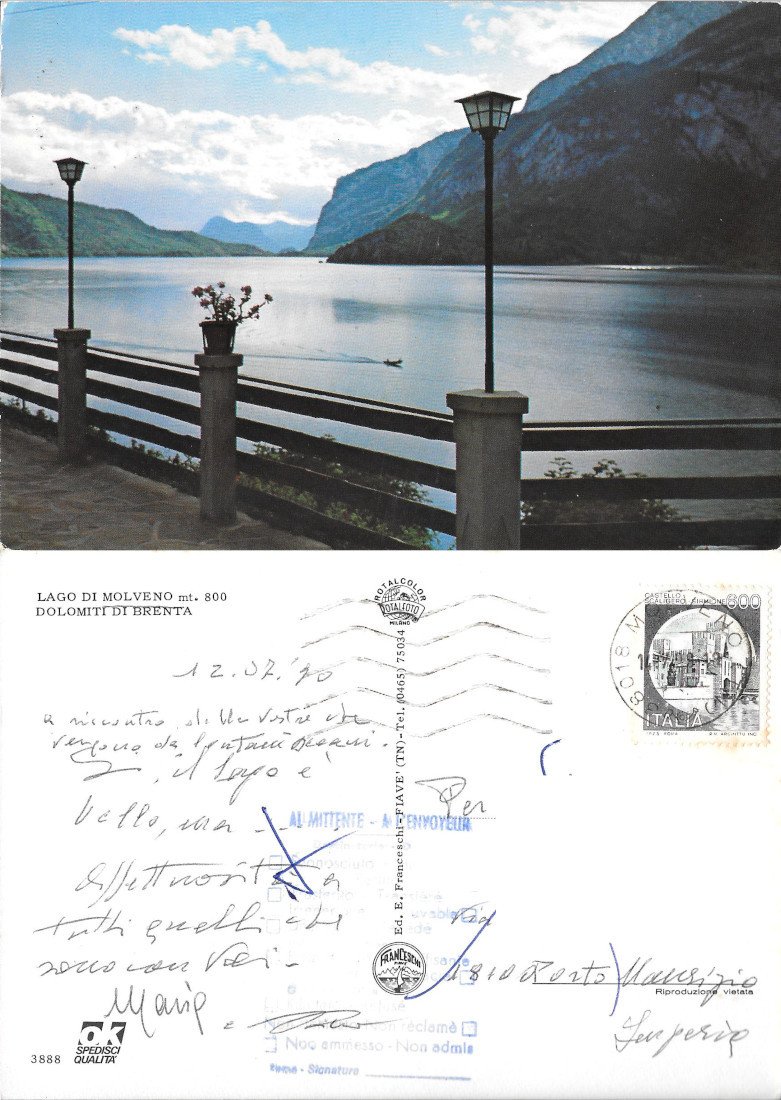 Lago di Molveno. Dolomiti di Brenta - Viaggiata 1990