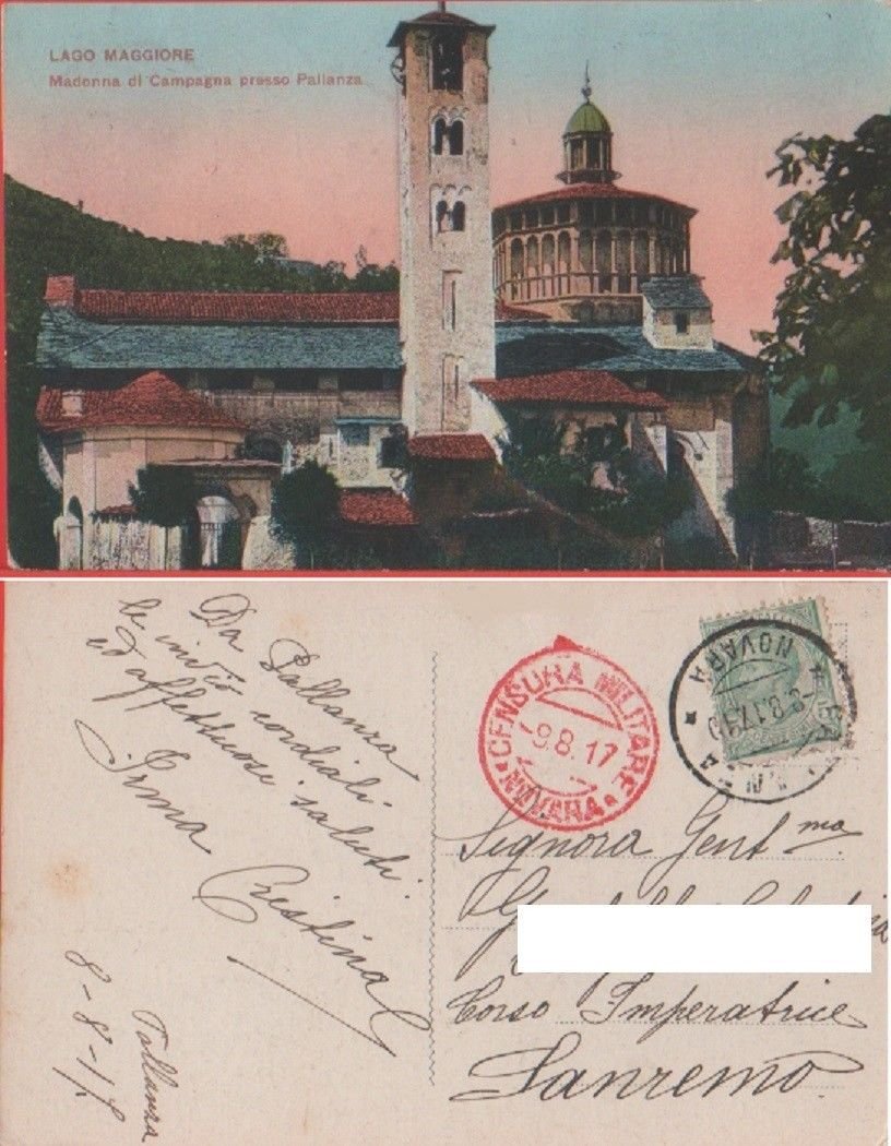 Lago Maggiore. Madonna di Campagna presso Pallanza . Viaggiata 1917. …
