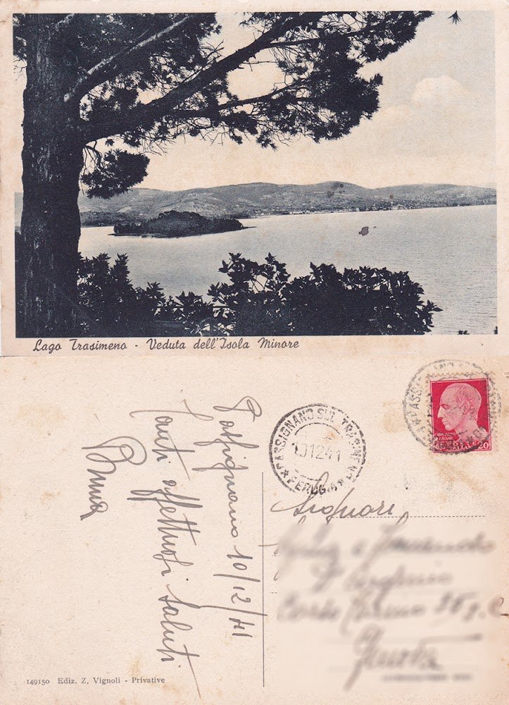 Lago Trasimeno (PG). Veduta dell'Isola Minore. Viaggiata 1941
