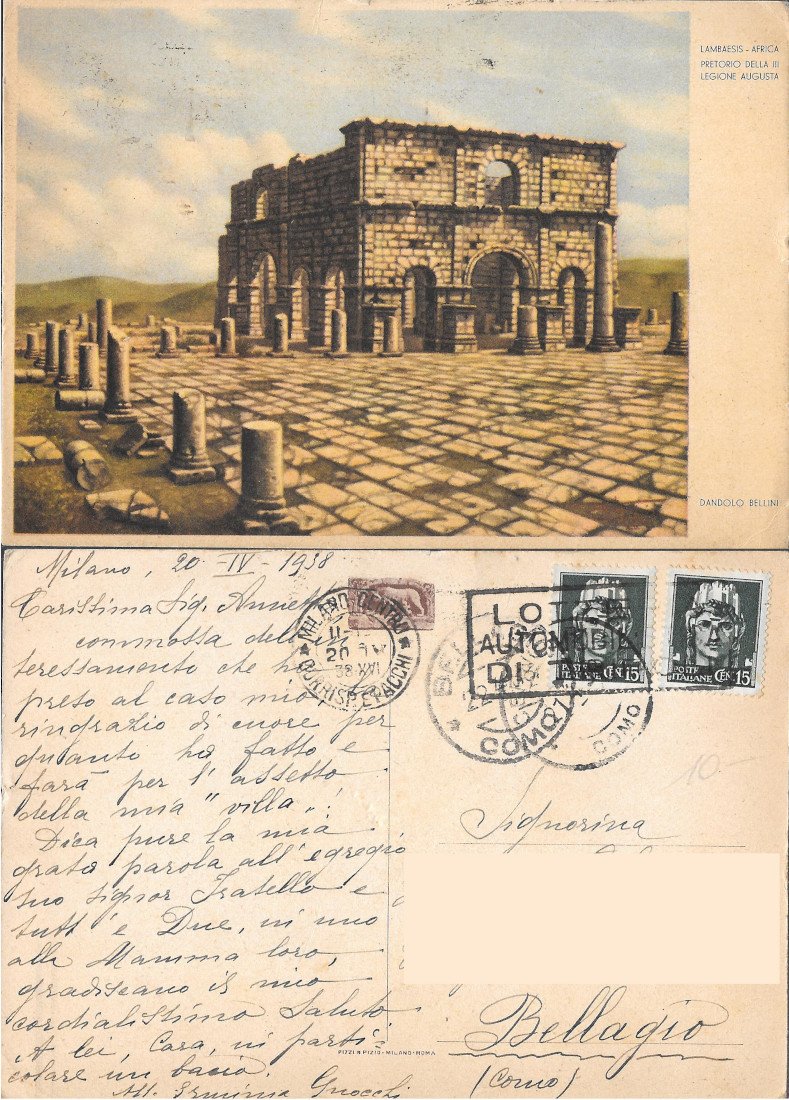 Lambaesis Africa.Pretorio della III Legione Augusta (Dandolo Bellini). Viaggiata 1938 | Immagine principale