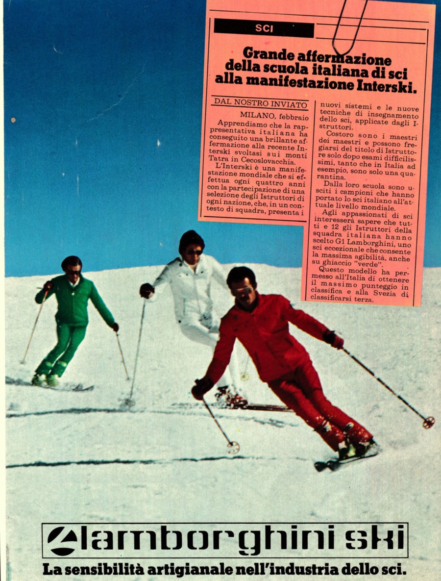 Lamborghini Ski / Attacchi Geze Olymp 76. Advertising 1976