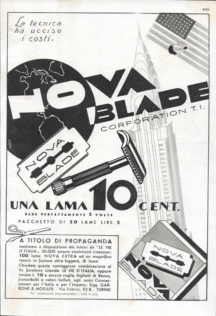 Lame Nova Blade / Lo Zucchero - Advertising 1937