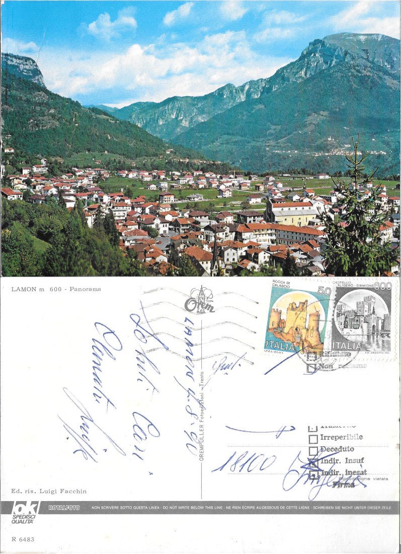 Lamon. Panorama - Viaggiata 1990