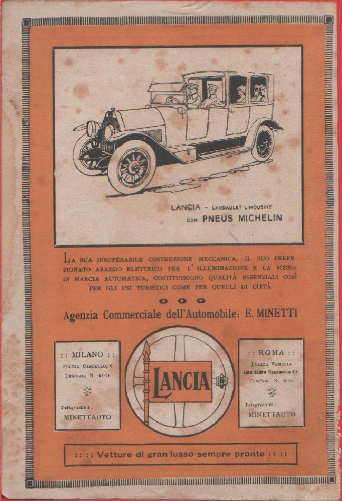 Lancia. Landaulet Limousine. Pubblicità 1916