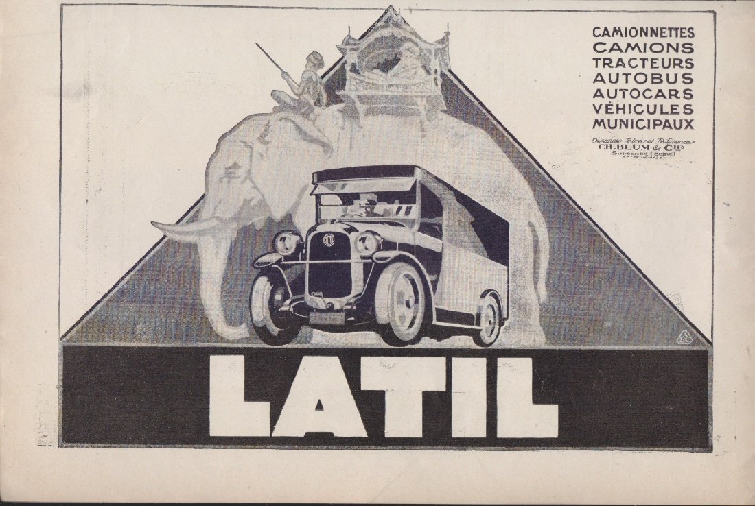 Latil camionnettes, camion, tracteurs, autobus. Advertising 1926