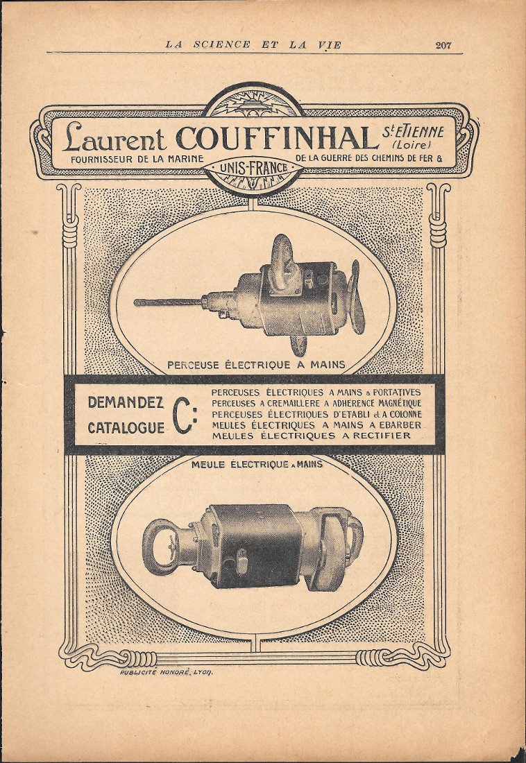 Laurent Couffinhal Constructions Mecaniques. St. Etienne - Advertising 1920