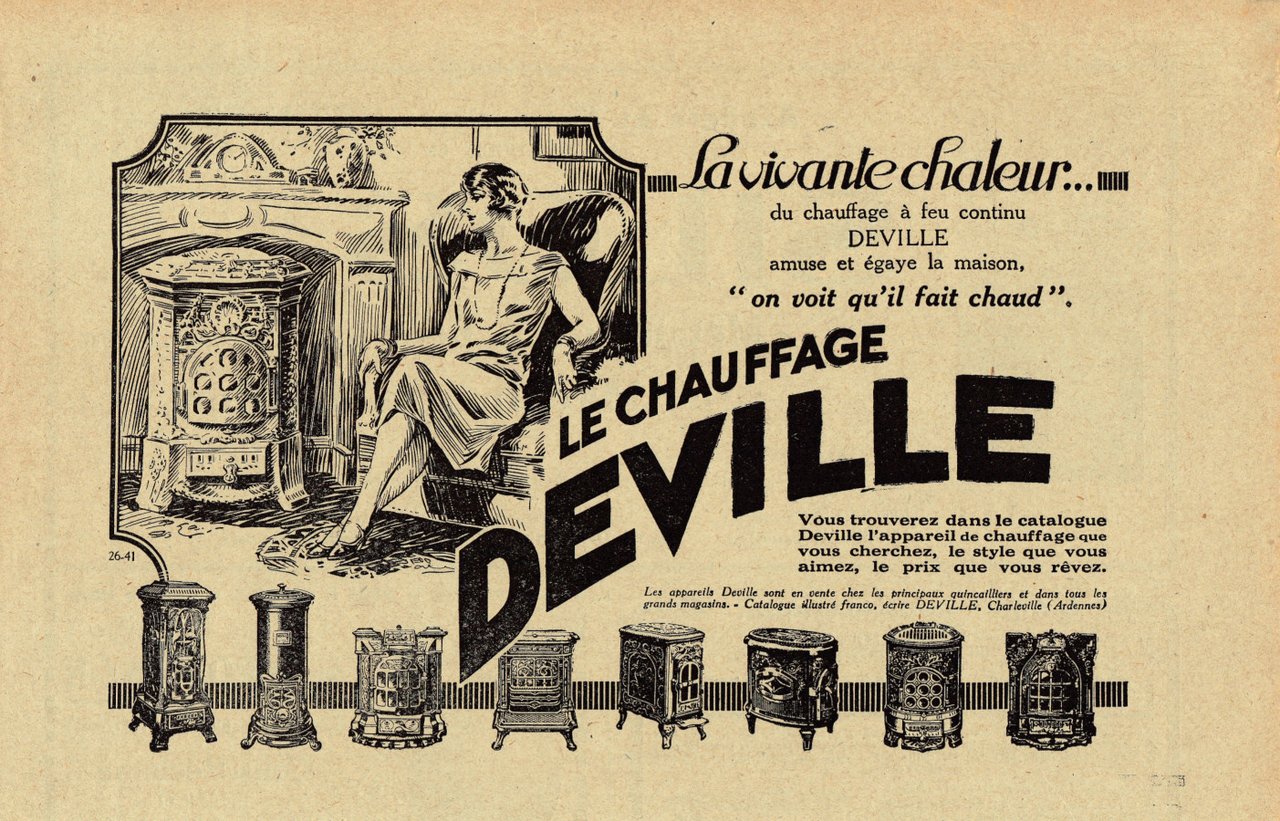 Le chauffage Deville. Advertising 1926
