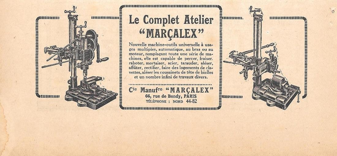 Le complet atelier Marcalex. Pubblicita 1923