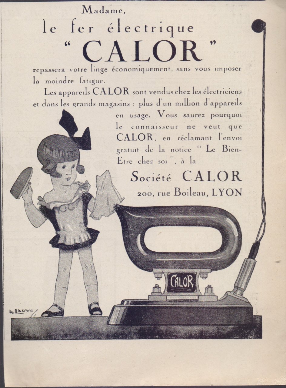 Le fer electrique Calor. Advertising 1926