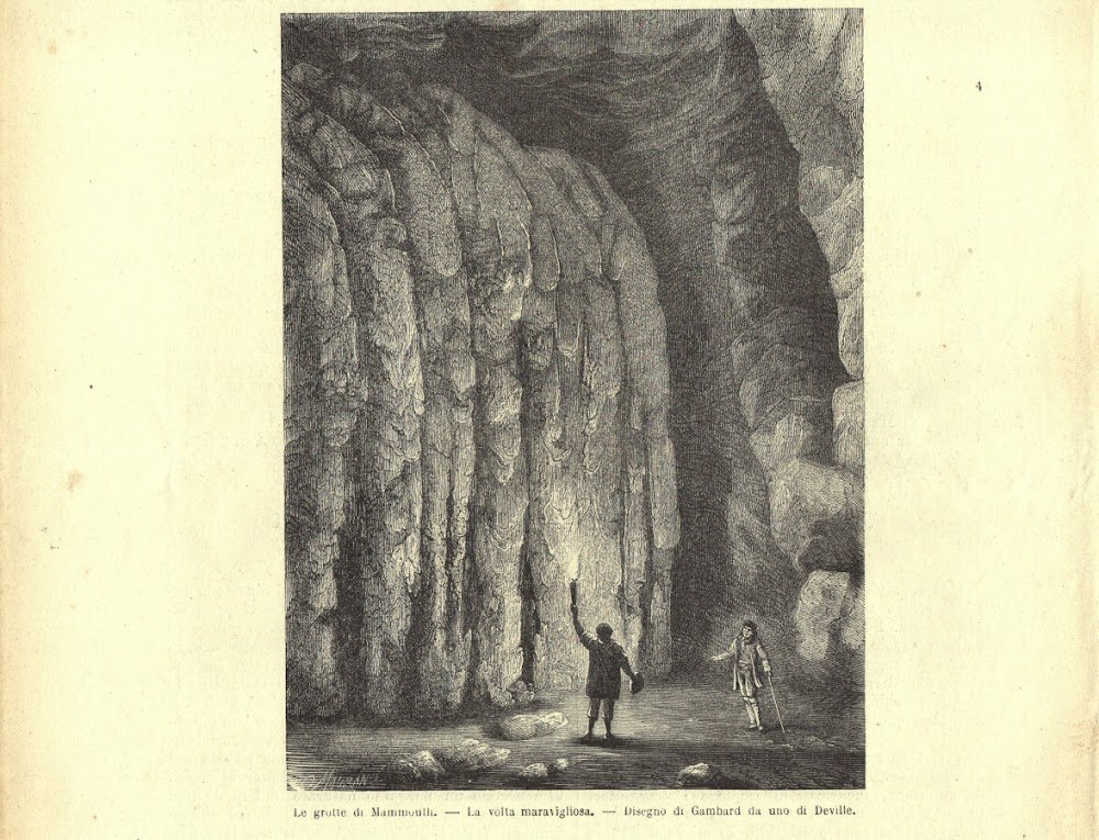 Le grotte di Mammouth. La volta meravigliosa. Stampa 1863.