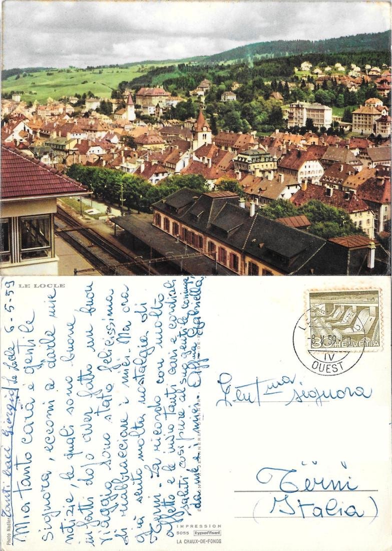 Le Locle. Viaggiata 1959