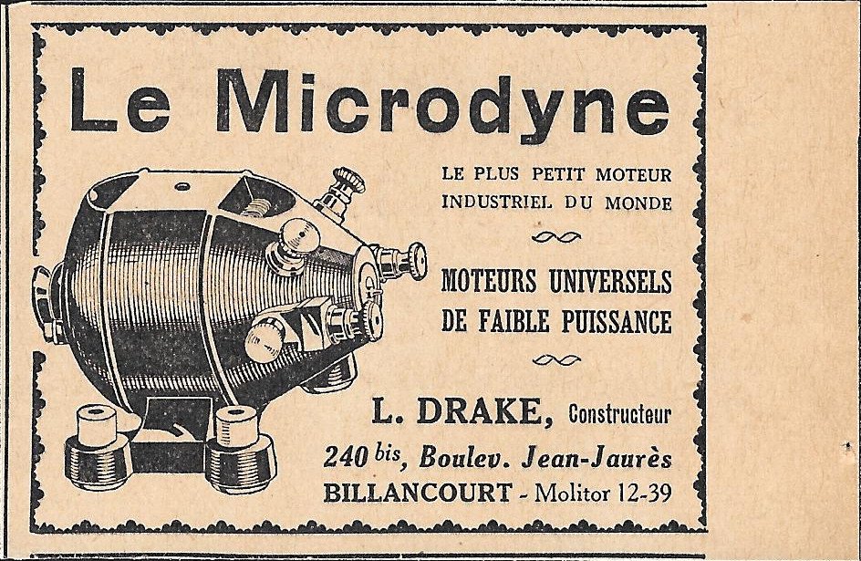 Le Microdyneleplus petit moteur industriel du mode - Advertising 1928