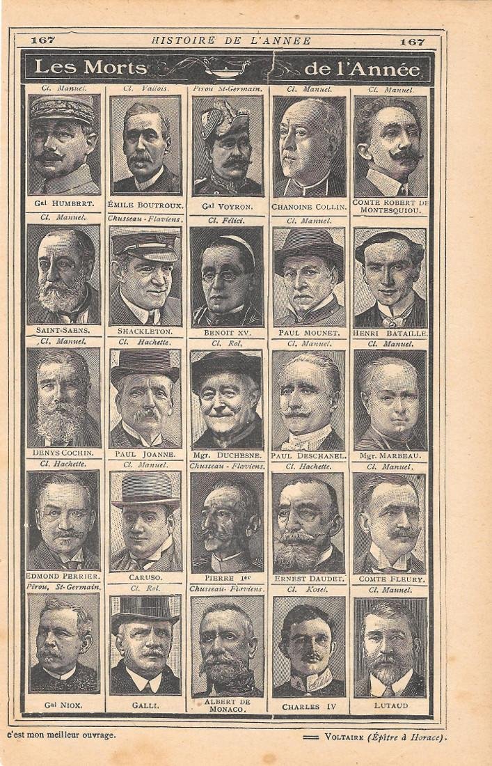 Le morts de l'anee. Stampa 1923