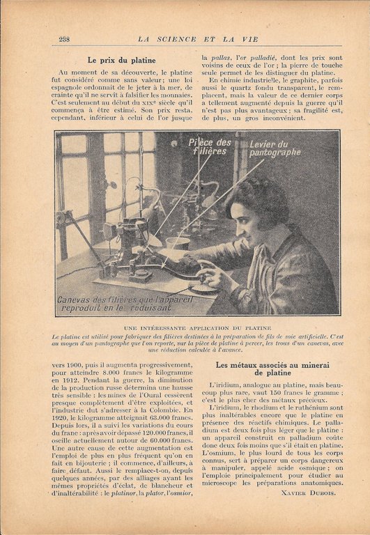 Le platine plus précieux que l'or - estratto 1928