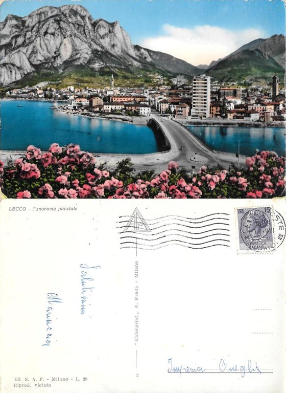 Lecco. Panorama parziale. Viaggiata 1958